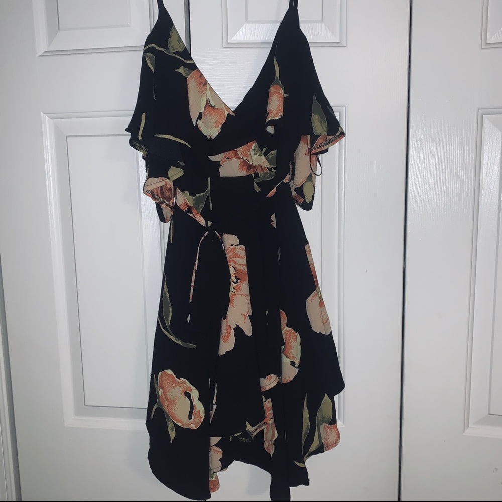 Hello Molly black floral mini dress